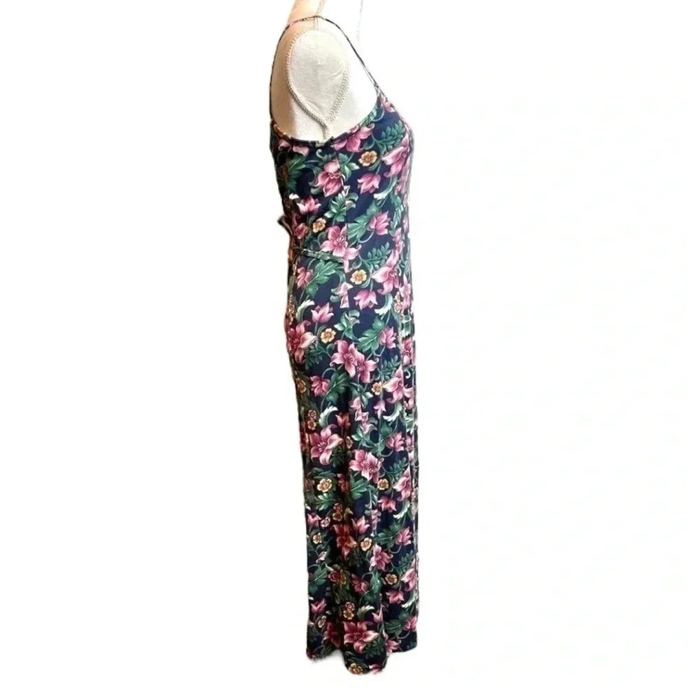 VTG No Boundaries Summer Dress 90s Floral Tie Back Spaghetti Strap SZ Medium - Picture 3 of 12
